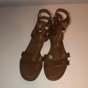 zip-up short gladiator sandals